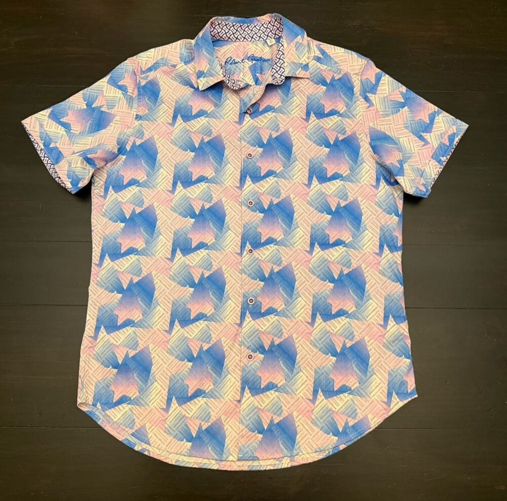 NWT Robert Graham MCCABE Classic Fit Stretch Size [M] Button-Up S/S Shirt $188